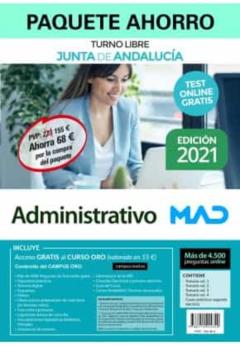 Paquete Ahorro Administrativo Junta De Andalucia (Turno Libre) (Incluye Temario Volúmenes 1, 2, 3, 4; Casos Prácticos Segundo;  4500 Test Online Gratis Y Acceso Curso Oro)