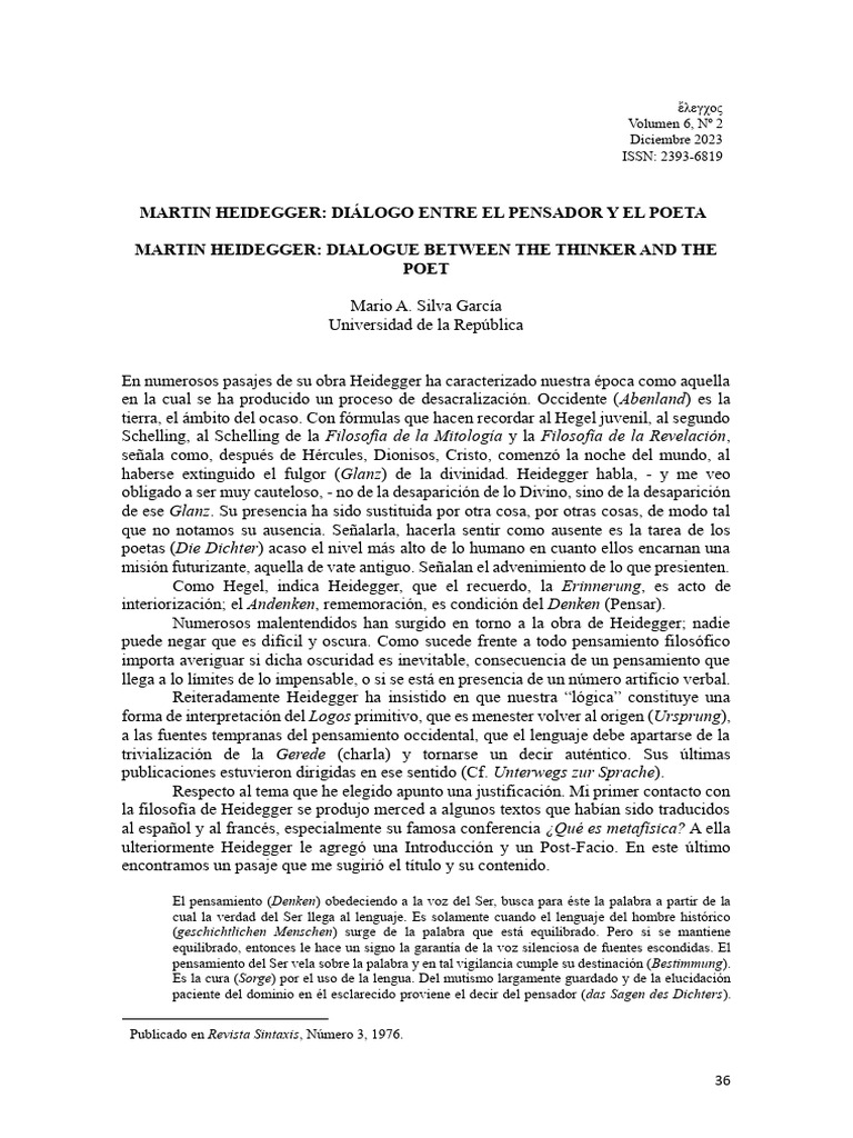 La Reivindicación De La Afectividad De Martin Heidegger